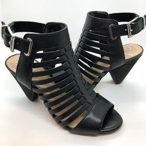 Vince Camuto Elrita Black Leather Heels Sz 5 1/2